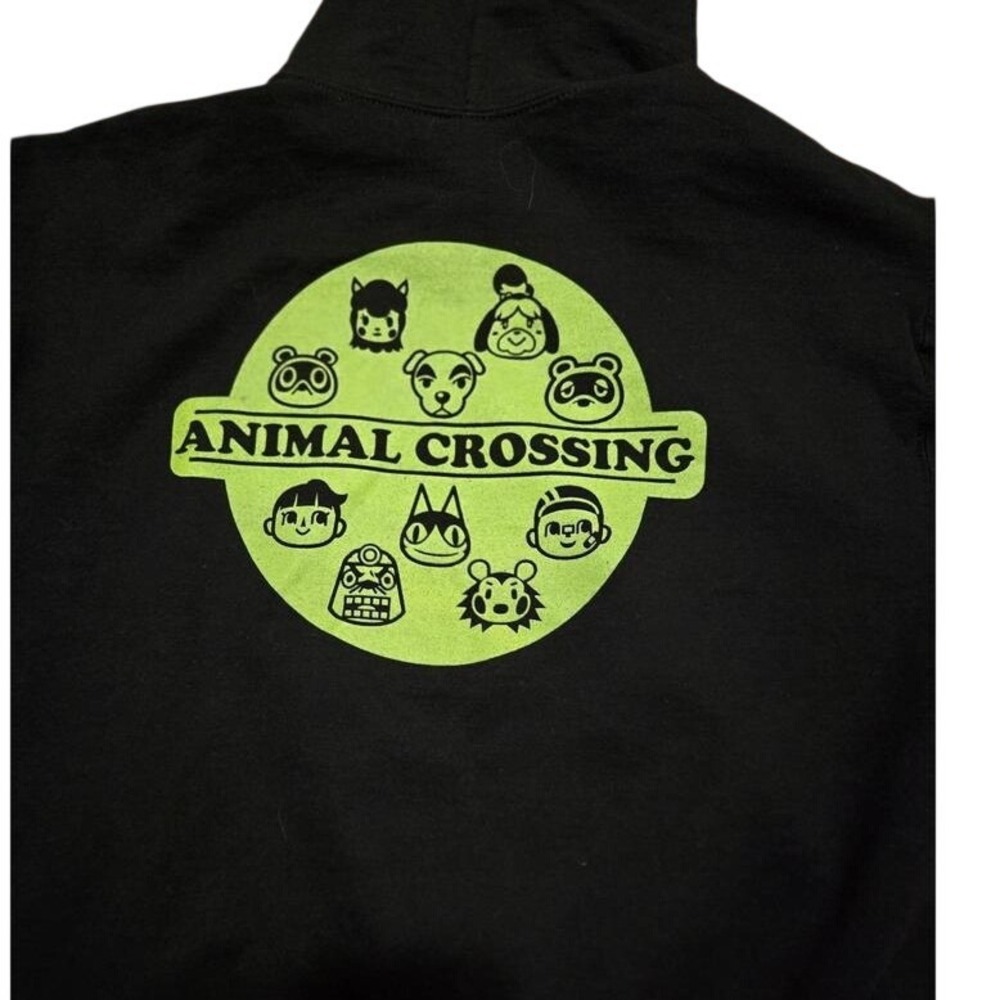 Nintendo Animal Crossing New Horizons‎ Black Graphic Hoodie Tom Nook Large